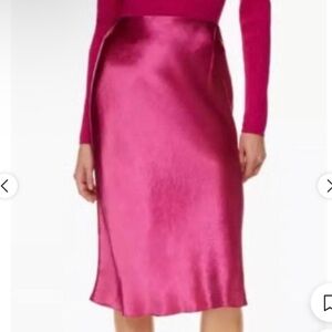 Babaton Fuchsia Satin Pencil Skirt